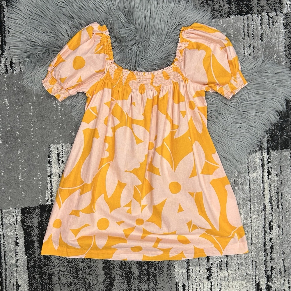 Free People Mila Floral Printed Mini Dress in Tangerine Combo Size Medium NWOT - Picture 2 of 4